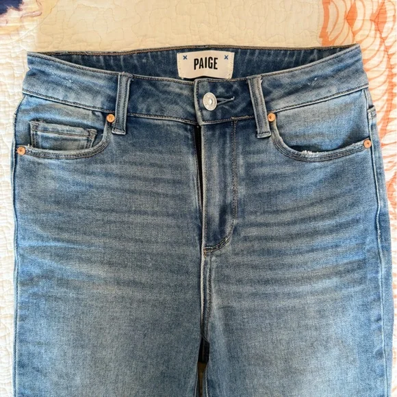 PAIGE Women's Straight Leg Blue Jeans - Picture 4 of 6